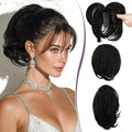RUWISS Claw Clip Short Human Hair Ponytail Extension with Bendable Metals for DIY Styles, Straight Messy Bun Hair Piece for Women Thick Hairpieces for Daily Wear, 9 Inch Natural Black