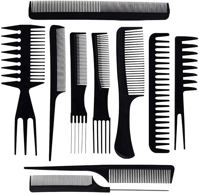 Profession 20PCS Cosmetology Kit Hair School, Barbershop Beauty Salon Approved Use! 10 Piece Comb Set, Butterfly Clips, Flex Rods, Mannequin Head w/Stand! Hair Brushes! Neck Wraps!