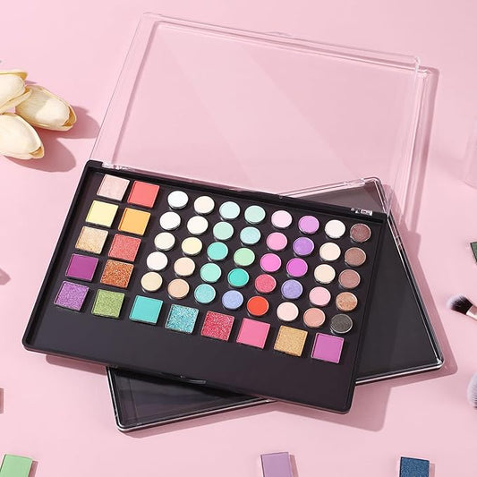 2PCS 9.25"x6.6" Large Empty Magnetic Makeup Palettes, Not Included Metal Sticker/Pans, XL Eyeshadow Pan Dispensing Storage Boxes, Compact & Portable Blush Lipstick Powder Palettes for DIY Cosmetics