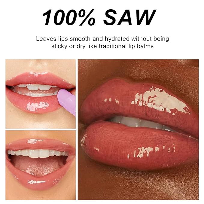 MAEPEOR Nourishing Lip Balm 8 Colors Smooth Moisturizing Lip Glow Gloss Non-Sticky and Long-lasting Hydrating Jelly Lip Balm for Women and Girls (Color 08)