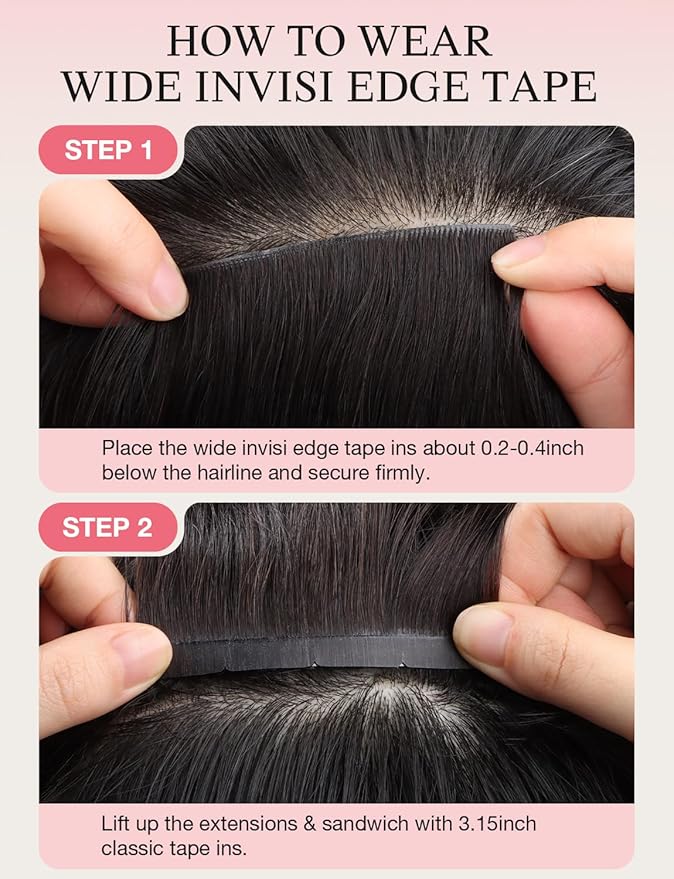 DOORES Invisi Edge Tape in Wide Hair Extensions Human Hair, Dark Brown 4PCS Injection Tape ins 20g 14 Inch, Virgin Human 3 Inch Wide Injected Extensions Invisible