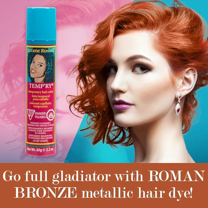 Jerome Russell Temp'ry Spray-on Roman Bronze Hair Color, 2.2oz x 3 pack