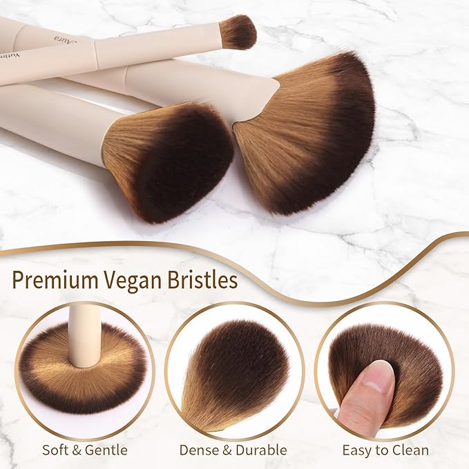 Makeup Brushes, Dual End Makeup Brush Set 7 Pcs, Foundation Contour Powder Concealer Eye Shadows Blush Make Up Brushes, Travel Gift Set, Cruelty-Free