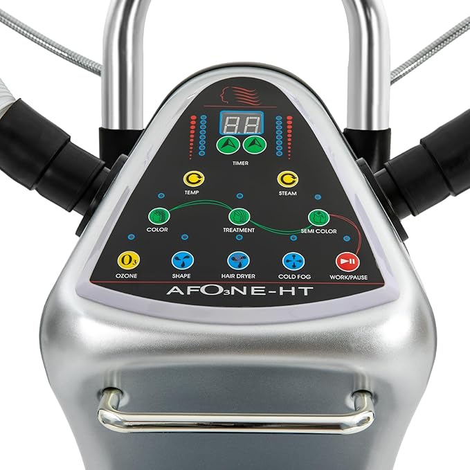 7 in 1 Professional Stand Hood Hair Steamer Multifunctional Hooded Treatment Perming Machine, Adjustable Height Rolling Hair Color Processor, Hooded Hair Dryer with Control Panel and Wheels