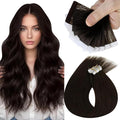 Sunny Hair Tape in Hair Extensions Real Human Hair Invisible Remy Hair Extensions Tape ins for Women Dark Brown 18 inch 25G