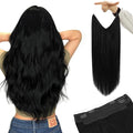 YoungSee 130G Black Wire Hair Extensions for Women Jet Black Hair Extensions Wire One Piece Hair Extension Real Human Hair Remy Hair 20Inch
