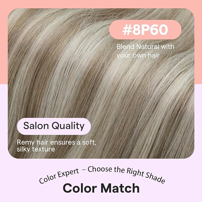 Full Shine Blonde Clip In Hair Extensions, Ash Brown Highlight Blonde Extensions Clip in, Remy Straight Clip in Human Hair for Women,Double Weft 7 Pcs 120 G 16 Inch