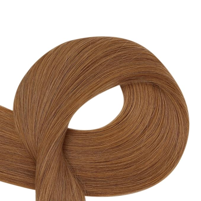 Full Shine Hair Extensions Tape in Color 330 Copper Brown Tape in Human Hair Extensions 24Inch 100Gram 40Pcs Long Straight Seamless Skin Weft Brazilian Remy for Wedding Add Length