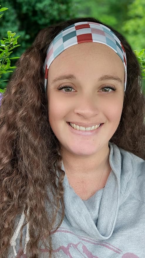 Soft Stretchy Headband, 3-in-1 Versatile Twist Style, One-Piece (Multi-Checkered, Adult)