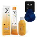 GK HAIR Global Keratin Mixtones Blue Hair Color Cream Tube (3.4 Fl Oz/100ml) + 20 Volume Developer (5 Fl Oz/150ml) - Professional Permanent Long Lasting Toner Dye
