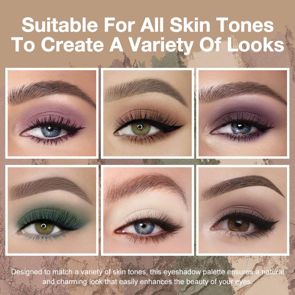 Kaely 6 Colors Mini Neutral Eye Shadow Palette Makeup, Taupe Rosy Brown Smokey Plum Forest Green Nude Beige Cocoa Brown Matte Eyeshadow Palette for Older Women Pigmented Waterproof, Cruelty-free, 11