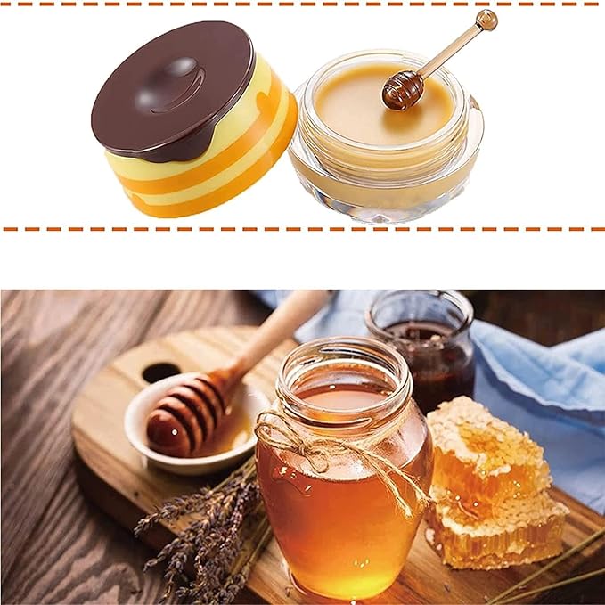 2PCS Honey Balm Lip Balm, Lip Masks for Dry and Cracked Lips with Brush, Lip Exfoliator & Moisturizer, Reduces Lips Lines & Lightens Lips, Anti-Wrinkle, Aging