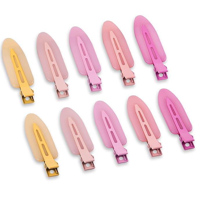 10 Pcs Creaseless No Crease No Bend Flat Hair Clips For Styling Non Slip Makeup Clips For Women Salon Hairstyle,Jelly Orange Pink Rose Red