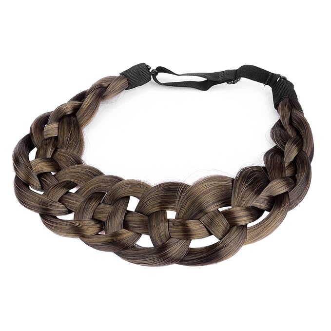 DIGUAN Hollow out Synthetic Hair Braided Headband Hairpiece Women Girl Beauty accessory for Women (Dark Brown)