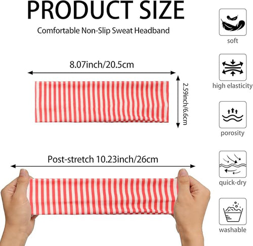 3PCS Headbands for Women Non Slip Elastic Sweat Hairbands Fashion Sports Hair Bands Soft Cloth Fabric Stretchy Headband for Workout Yoga Running