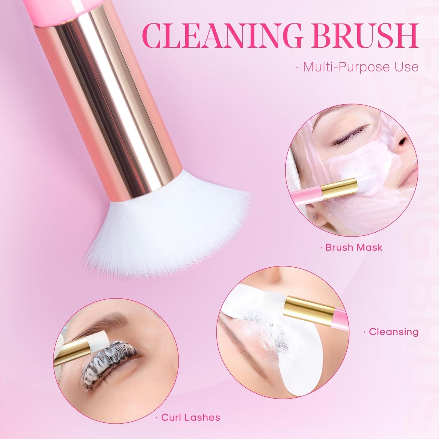 Lash Shampoo for Lash Extensions 60ml Eyelash Extension Cleanser Lash Shampoo Cleaning Kit with Shampoo Brush & Mascara Brush-No Irritating Foaming Eyelash Makeup Remover for Home Salon Use