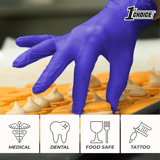 1st Choice Nitrile Disposable Gloves, 3 Mil Indigo Nitrile Gloves, Disposable Latex Free Exam Grade Large Gloves, Box of 100