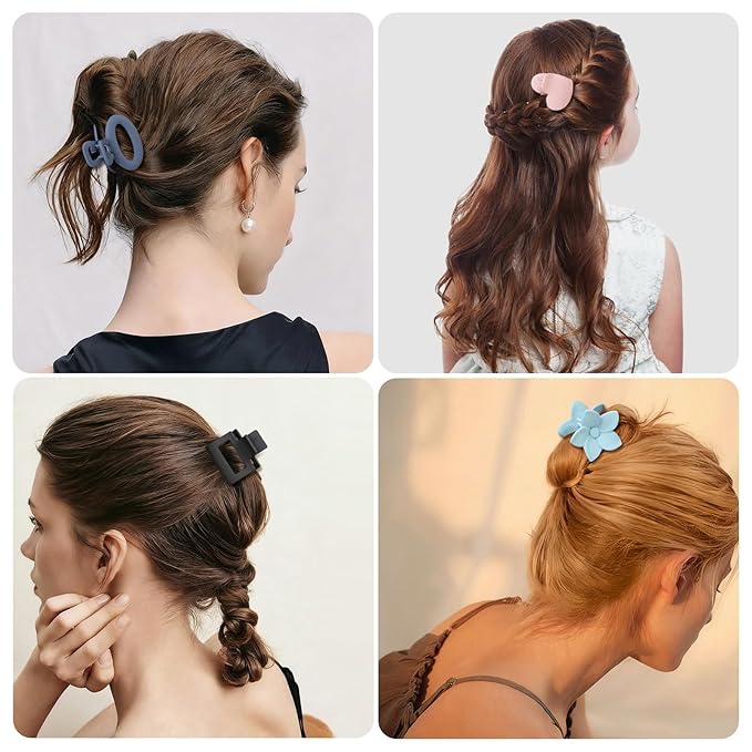 10 Pack Mini Hair Clips 1.5 Inch Small Claw Clips for Women Girls 10 Styles Nonslip Matte Hair Accessories