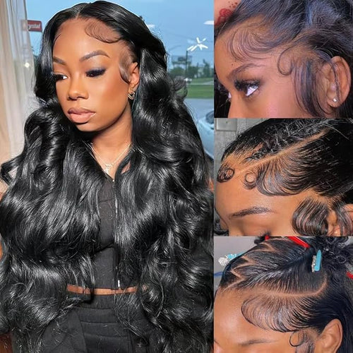 32 Inch Lace Front Wig Human Hair Body Wave Wig 13x6 Lace Frontal Human Hair Wigs for Women 200% Density HD Lace Glueless Wigs Pre Plucked Wigs for Women