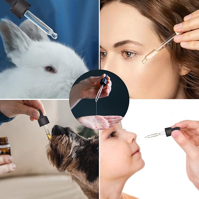 1/2 Oz Glass Dropper Bottle, 15mL Tincture Bottles with Dropper, Labels- Leak Proof Travel Eye Dropper Bottle Amber for Extracts & Essential Oil, Liquids, Perfume(16 pieces)