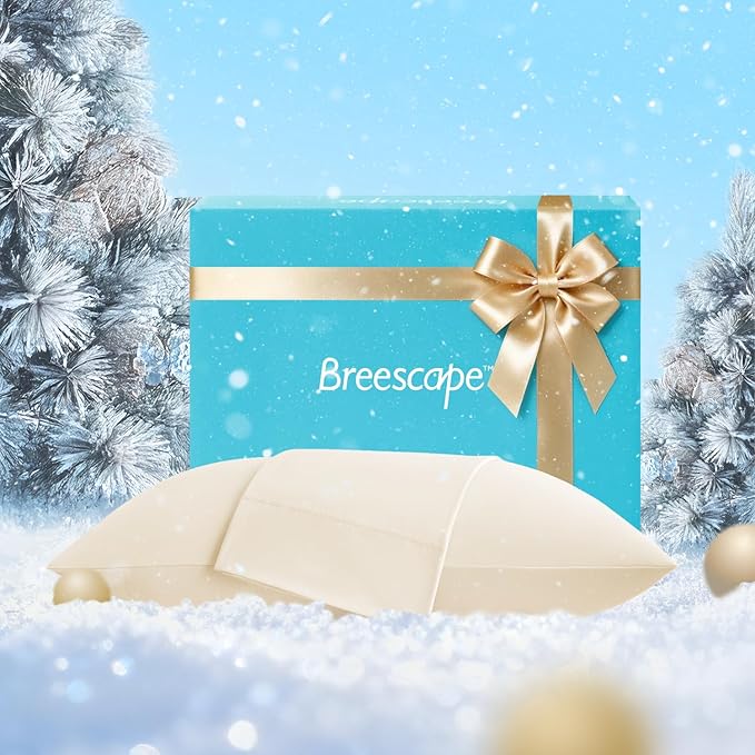 Breescape Cooling Pillow Cases King Size - BlendTek™ Dry & Cool Technology for Hot Sleepers and Night Sweats, 2 Pack Ultra Soft & Smooth Pillowcases for Hair & Skin Care, 20" x 36", Ivory