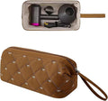 Large Quilted Hair Tools Travel Bag with Bow Pattern,Waterproof Hair Styling Accessories Storage Case for Shark FlexStyle, Dyson Airwrap Hair Dryer, Curling Iron, Revlon Hair Tools(Brown)