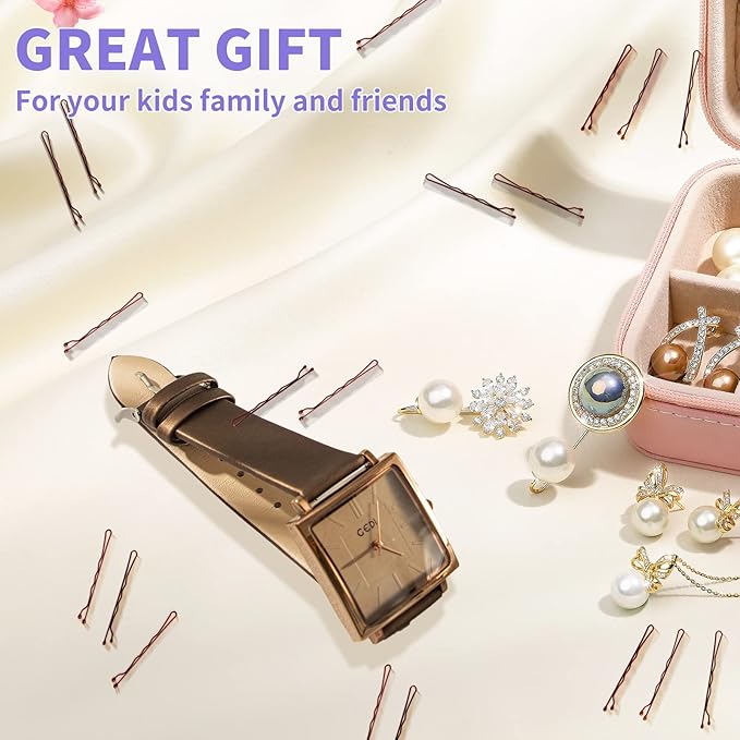 400Pcs Bobby Pins Black, Premium Curved Bobby Pin Brown Blonde Hair Secure-Hold & Pain-Free, 2-Inch Non-Sliding Black Bobby Pins, Invisble Wave Hair Pins for Women Girl Child for Various Hair Styles