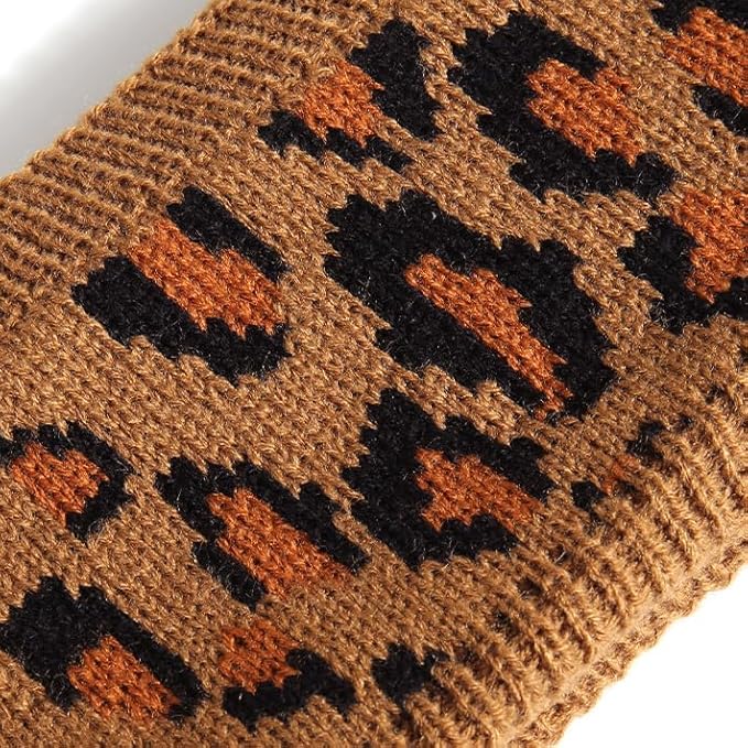 Women Leopard Knit Headband,Warm Sports Headscarf,Soft Stretchy Wide Hair Band,Fashion Accessories for Daily Wear,2PCS Sets
