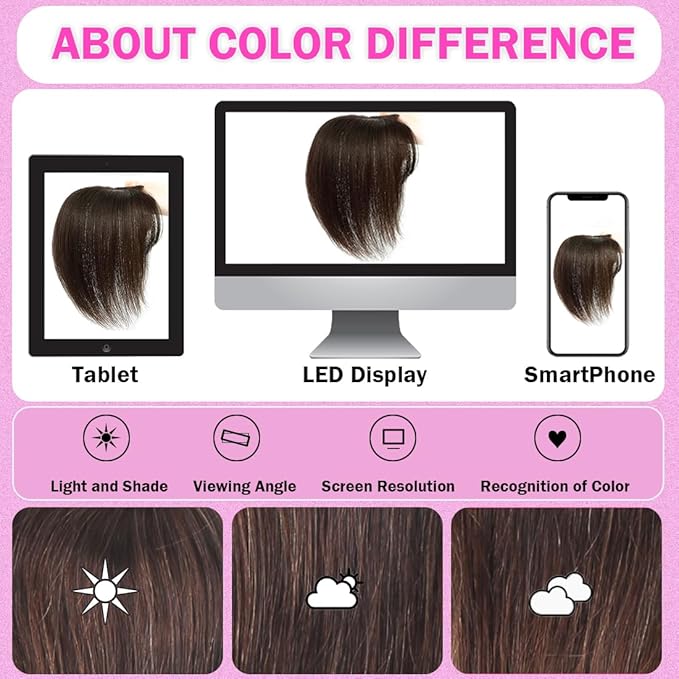 Hair Toppers for Women Real Human Hair 3D Cover Topper with Bangs Hair Extensions Clip in Bangs for Daily Wear Dark Brown #2 Color