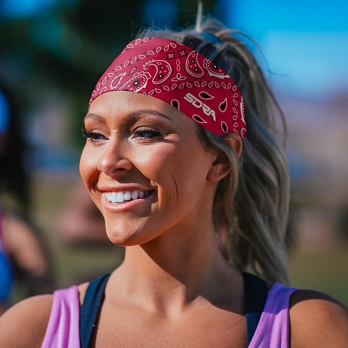 Suddora Paisley Print Bandana Headband, Multi-sport Boho Style Bandana, Non-slip Fabric, Unisex Head Accessory for Bikers