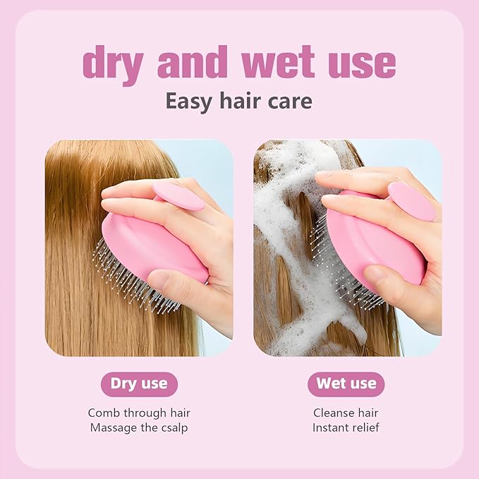 Portable Travel Scalp Cleansing Brush - Dual-Use Dry/Wet Exfoliator Removes Dandruff&Buildup,Suitable for Both Men&Women.Orange-red