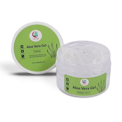 12 oz Aloe Vera Gel, Pure & Natural Soothing Aloe Gel for Face, Skin, Scalp Hair & Scalp – Daily Moisturizer & Refresh Skin, By Yogi's Gift