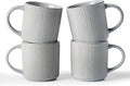 famiware Coffee Mug Set for 4, Star 12 oz Catering Mugs Cup Set with Handle for Coffee, Tea, Cocoa, Milk - Ceramic Stoneware Drinkware Set, Matte Grey