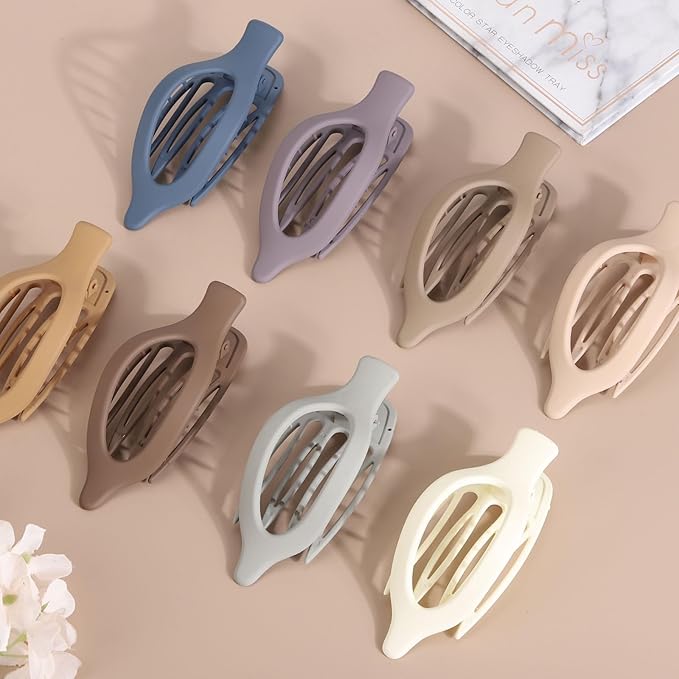 12 Pack French Flat Hair Clips for Women Matte No Crease Flat Claw Clips Curly Hair Clips Strong Hold No-Slip Claw Barrettes for Thick Thin Hair