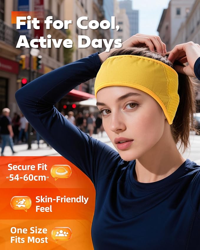 Winter Sport Headband Ear Warmer - Windproof Forehead & Breathable Fleece Headband for Skiing, Running, Cycling