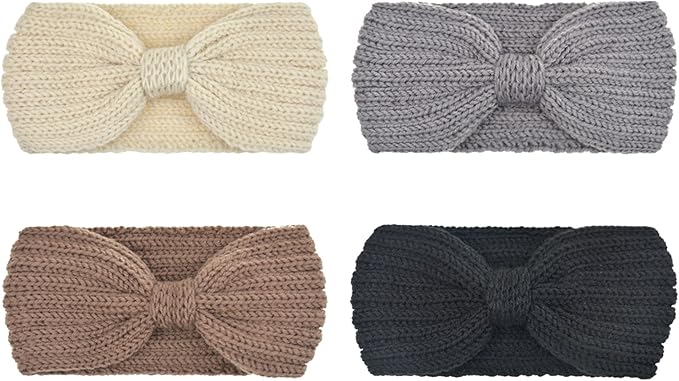 DRESHOW Knit Crochet Headband for Women Ear Warmer Soft Turban Stretch Warmer Headbands Winter Fashion Head Wrap