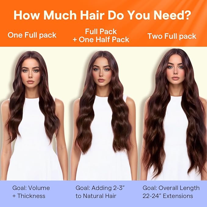 Full Shine Hair Extensions Clip in Human Hair Copper 10 Inch Short Invisible Clip on Hair Extensions Red Hair Clip in Extensions 7 Pcs 95 G