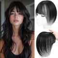 Amchoice Hair Toppers for Women Real Human Hair, Bangs Hair Clip 360° 3D Cover Bangs, Human Hair Toppers for Women Daily(Black, 3D French Bangss (5 * 9))