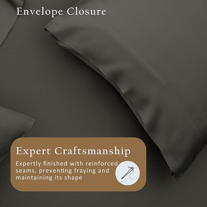 TOSMO Luxury Pillow Case Set of 2 - Cooling Viscose Derived from Bamboo, Oeko-TEX, Breathabl Silky Soft Pillow Cases with Envelope Closure (King / 20x36, Charcoal)