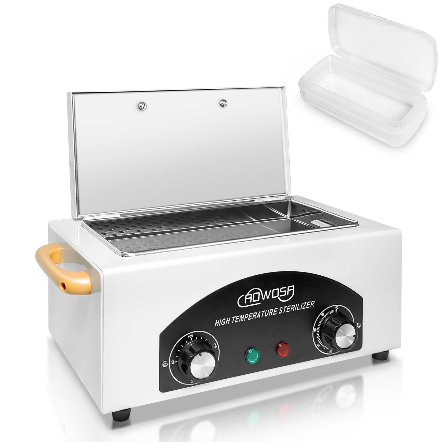 High Temperature Metal Tool Cleaning Box, 2L Dry Heat Cabinet Beauty Hair Nail Metal Tool Cleaning for Manicure Pedicure Barber, with 60 Min Timer & 50-220℃ Temp Settings, Plastic Sterilization Tray