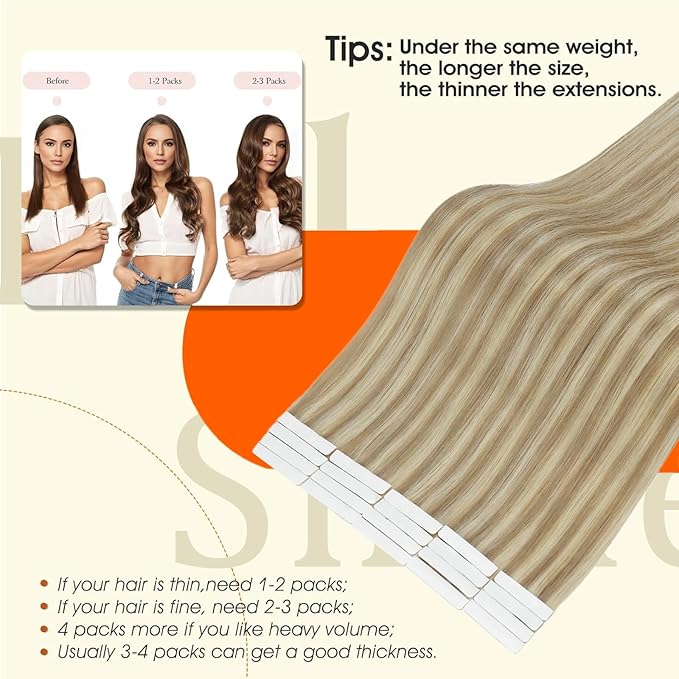Full Shine Blonde Tape in Hair Extensions Color 16 Highlight 22 Blonde Remy Injection Tape Hair Extensions Real Human Hair 16Inch Travel Friendly Styling 40G Seamless Skin Weft Natural Straight 20Pcs