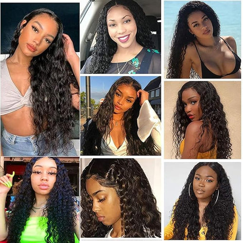 34 Inch Color 1B Bundles Human Hair Natural Black Water Wave Bundles Niegmeag Brazilian Virgin Remy Hair Extensions Double Weft Hair Weave Natural Black Color