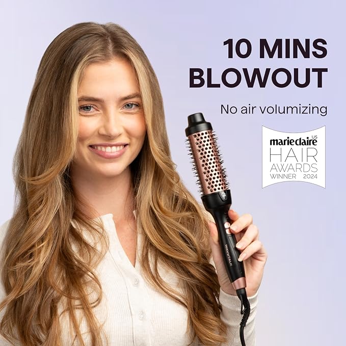 Wavytalk Thermal Brush, 1.5 Inch Ionic Thermal Round Brush Makes Hair Smoother Get Natural Curls (White)