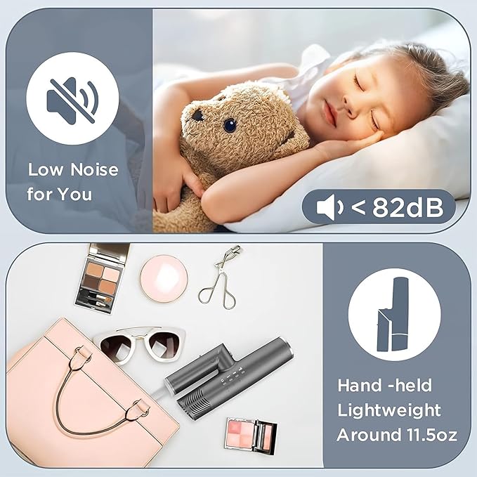 Hair Dryer, High-Speed Brushless Motor Ionic, Foldable and Portable 9Modes One Touch Switch with 1Diffuser, 1Nozzle and 1Concentrator Attachment for Home, Travel, White
