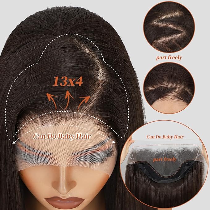 Synthetic Lace Front Wigs Pre Plucked 26 Inch Long Wavy Chocolate Brown 100% Futura Premium 13x4 HD Lace Wigs For Black Women Ready to Wear Beginner Friendly