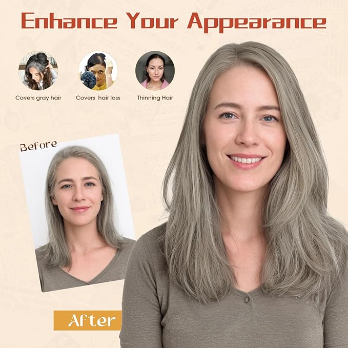 Rich Choices Human Hair Toppers for Women-100% Real Remy Hair Topper No Bang-Upgraded 150% Density 9 * 12CM Lace Base-Clip in Hairs Topper for Thinning Hairs-10Inch #G3 Salt and Pepper Grey
