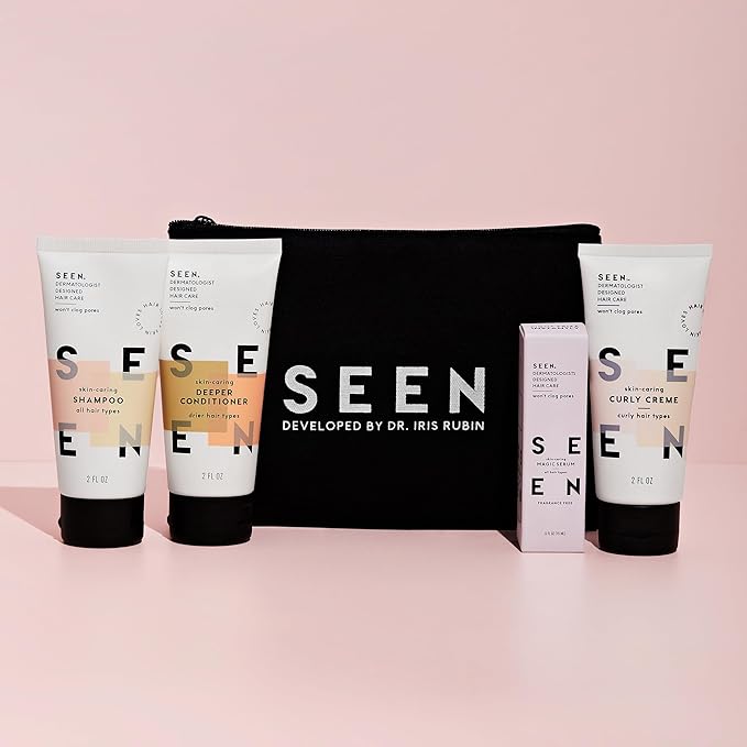 SEEN Curly On The Go Kit -Scented - Non-Comedogenic & Safe for Sensitive Skin - Curl-Defining Styling Hair Bundle - Anti Frizz - Heat Protectant