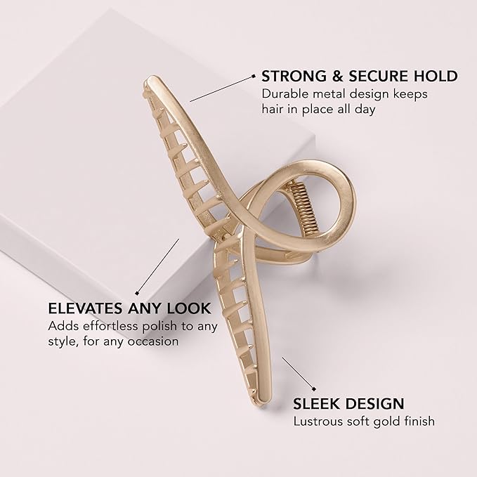 The Hair Edit French Twist Claw Clip – Chic Hair Clip for Women, Elegant Gold Metal Hair Clip, Ideal Gift For Women, Chic Up Dos and Half Up Styles, Elegant Hair Accessory for Styling & Everyday Wear
