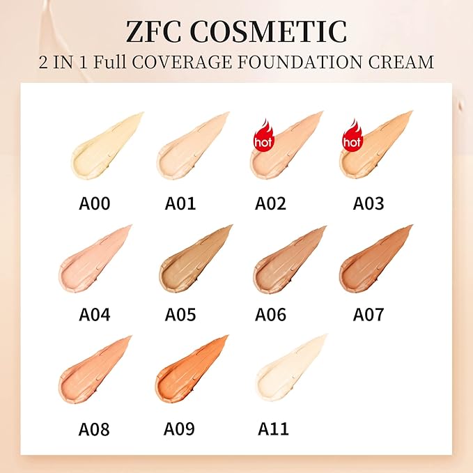 Foundation Makeup Concealer, Medium-to-Full Coverage Foundation Cream, Long Lasting Waterproof Up to 12HR Hybrid Setting Powder (Deep Bronze-A09)