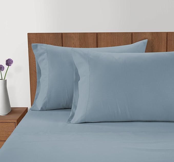 Lane Linen 100% Organic Cotton Pillow Cases Standard Size Set of 2 (20"x26") - Cotton Pillowcases Standard Size - Soft Yellow Pillow Cases Set of 2 - Standard Pillow Case Pack of 2 - French Blue